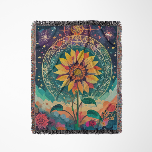 Majestic Radiance Sunflowers Woven Throw Blanket